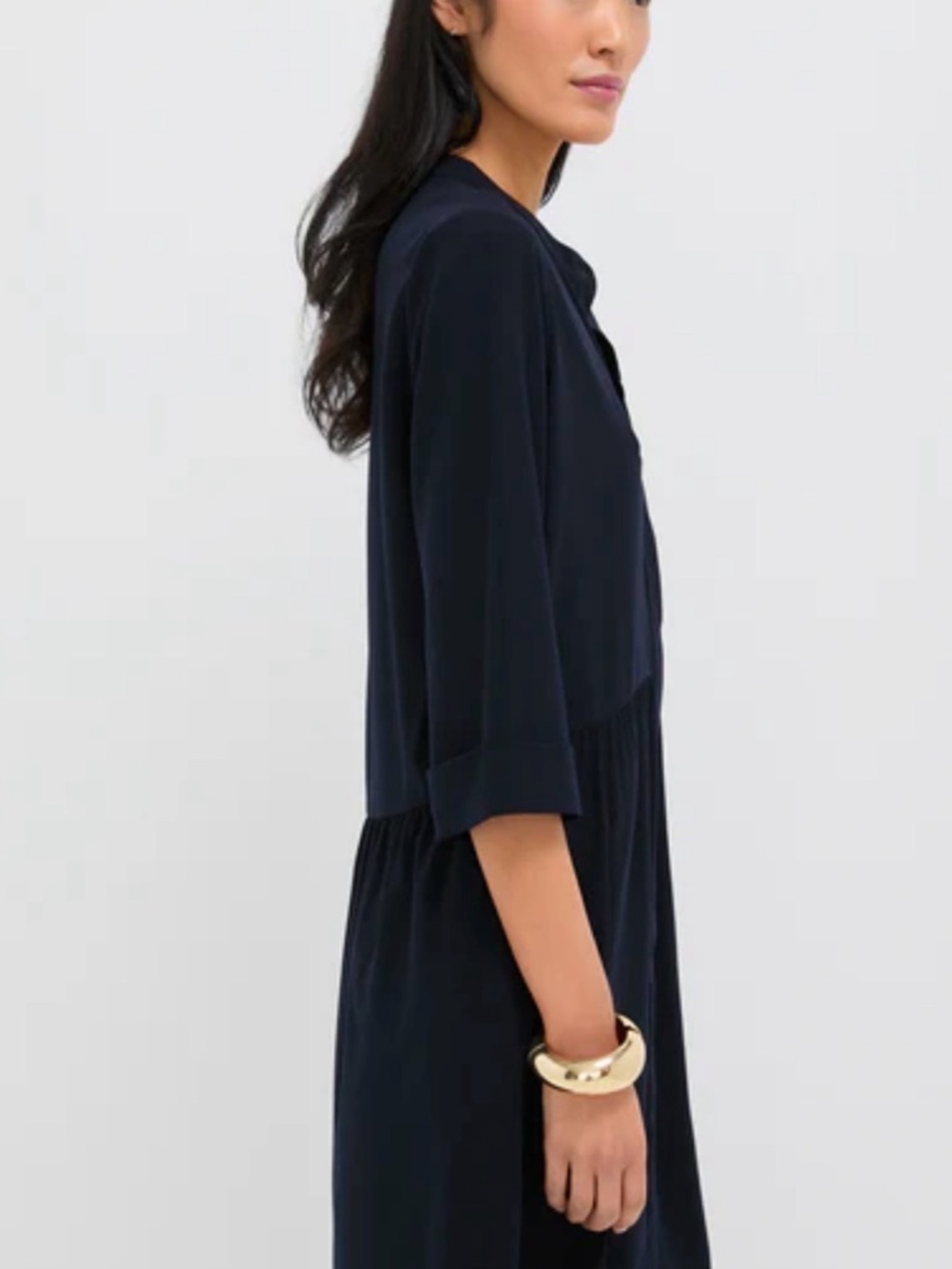 Tuckernuck Navy Blue Crepe Royal Shirt Dress NWT Sz L - Picture 3 of 8